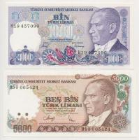 Törökország 1986 (1970) 1000L + 1990. (1970) 5000L T:I Turkey 1986 (1970) 1000 Lira + 1990. (1970) 5000 Lira C:UNC Krause 196., 198.