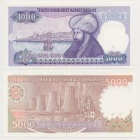 Törökország 1986 (1970) 1000L + 1990. (1970) 5000L T:I
Turkey 1986 (1970) 1000 Lira + 1990. (1970) ...