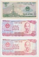 Vietnám 1985. 1D + 1988. 500D (2x) + 1000D + 1991. 20.000D T:I,I- Vietnam 1985. 1 Dong + 1988. 500 Dong (2x) + 1000 Dong + 1991. 20.000 Dong C:UNC,AU