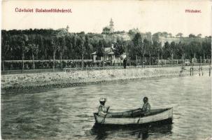 1907 Balatonföldvár, Földsánc, csónakázók, nyaralók. Gerendai Gyula kiadása (EK)