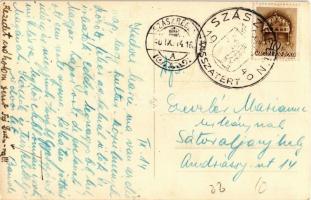 1940 Szászrégen, Reghin; utcakép, Haimann és Deutsch, Géza Dávid, Juliu Ellek és Hugo Klemens üzlete...