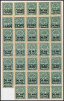 1923 M. Kir. Lakásügyi bélyeg 10.000K/40K három ívdarabban, összesen 74 db bélyeg (7.400)