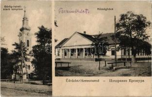 1914 Ókeresztúr, Szerbkeresztúr, Srpski Krstur; Görögkeleti szerb ortodox templom, Községháza / Serbian Orthodox church, town hall (r)