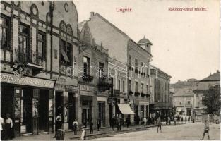 Ungvár, Uzshorod, Uzhorod; Rákóczi utca, Jaczik András, Katz Zsigmond, Seszták Béla üzlete. Kiadja Völgyi József 1614. / street view, shops (r)