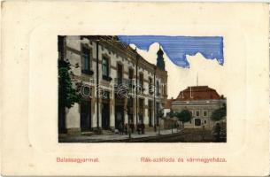 1915 Balassagyarmat, Rák szálloda és a Vármegyeháza. Kiadja Székely Samu 1777. (EK)