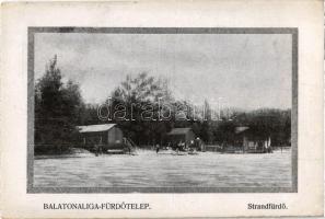 1925 Balatonaliga (Balatonvilágos), fürdőtelep, strandfürdő, fürdőzők és csónakázók. Kiadja Rédey Vilmos (EK)