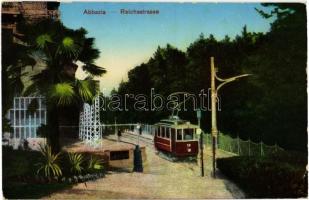 Abbazia, Opatija; Reichsstrasse / street view with tram
