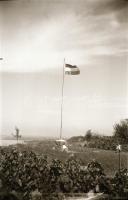 cca 1930 "Magyarország dicsőségére, édesanyánk emlékére..." - országzászló és talapzata, 2...