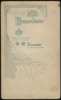 1911 Kalapos hölgy úrral, keményhátú műtermi fotó Uher Ödön budapesti műterméből, 21×13 cm