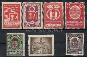 1914-1944 Magyar Vöröskereszt 7db segélybélyeg