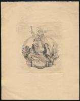 Franz von Bayros (1866-1924): Ex libris Madarassy Beck. Klisé, papír, jelzett a nyomaton, 14×11 cm