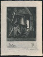 Adolf Kunst (1882-1937): Ex libris Franz Slatner. Rézkarc, hártyapapír, jelzett, 18×12 cm