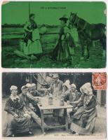 10 db RÉGI népviseletes képeslap / 10 pre-1945 folklore motive postcards