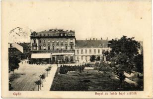 1913 Győr, Royal és Fehér hajó szállók, Meixner-Royal szálloda és kávéház. Kiadja Hermann Izidor 181.