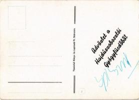 Hajdúszoboszló, Gyógyfürdő, fürdőzők, medence. A hátoldalon Turay Ida színésznő aláírásával (EK)