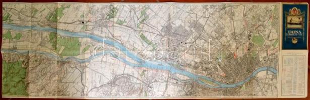 Vízi sporttérképek 5.: a Duna a Budapest-Vác szakaszának térképe, 1:25000, M. Kir. Állami Térképészet, hiányos, 42×133 cm