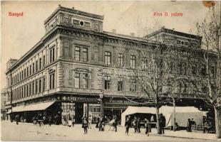 Szeged, Kiss D. palota, Áruház a Kék Csillaghoz, piac, Feuer Márton és Boros Antal üzlete (EK)