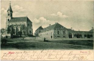 1904 Mór, Moór; Piac tér, Kapucinus templom és rendház, üzlet