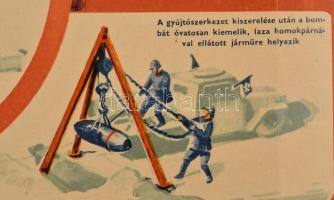 cca 1950 Tűszerész egység munkája, propaganda plakát. Bp., Belügyminisztérium Légoltalmi Országos Pa...
