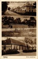 1937 Rétság, M. kir. adó hivatal és Pénzügyőri palota, Strandfürdő, fürdőzők, M. kir. Járásbíróság