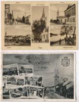 14 db RÉGI történelmi magyar városképes lap, pár vasútállomás, Beszterce visszavétele / 14 pre-1945 ...