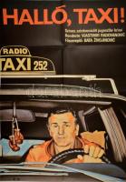 1985 Halló, Taxi! jugoszláv krimi plakátja, MOKÉP, hajtott, 82×56 cm