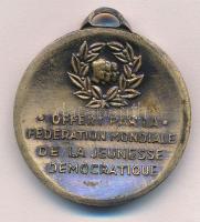 DN Demokratikus Ifjúsági Világszövetség Br medál füllel (35mm) T:2 ND World Federation of Democratic Youth Br medalion with ear (35mm) C:XF