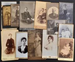 cca 1875-1920 125 db vegyes méretű kemányhátú fotó: vizitkártya, kabinetfotó, nagyrészt magyar fényk...