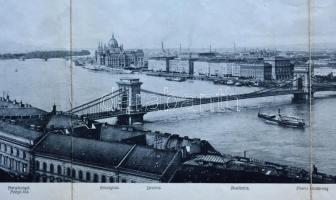 cca 1904 Budapest látóképe. Nagyméretű panorámakép feliratozva. 120x26 cm