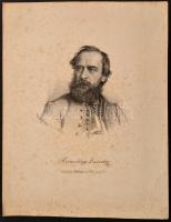 1862 Remellay Gusztáv (1819-1866) ujságíró kőnyomatos képe. Marastoni József munkája. 28x36 cm. Folt...