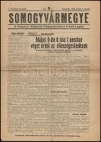 1919 A Vasvármegye c. újság kommün alatti száma (április 25.)