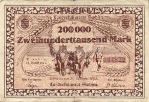 Német Birodalom/Weimari Köztársaság/Sachsen/Landeskulturrat Dresden 1923. 200000M T:II-/III+