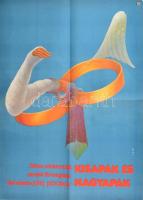 1983 Kisapák és nagyapák szovjet film plakátja, MOKÉP, hajtott, 57×40 cm