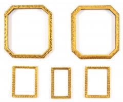 Tűz aranyozott fém könyvkeretek (5 db), 6×3,5-10×8,5 cm