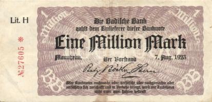 Német Birodalom/Weimari Köztársaság/Baden/Badische Bank 1923. 10000M(2x) + 1000000M T:II,II-