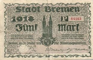 Német Birodalom/Weimari Köztársaság/Bréma/Finanzdeputation 1918. 5M T:II/III+ R!