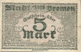 Német Birodalom/Weimari Köztársaság/Bréma/Finanzdeputation 1918. 5M T:II/III+ R!