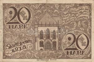 Német Birodalom/Weimari Köztársaság/Bréma/Finanzdeputation 1918. 20M T:II/III+