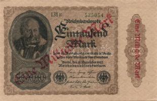 Német Birodalom/Weimari Köztársaság 1922. 1000.000.000M magáncéges nyomat variáns széria és sorozatszám más színű(fekete ill. zöld) T:I-
