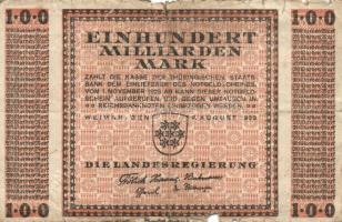 Német Birodalom/Weimari Köztársaság/Thüringen/Landesregierung Weimar 1923. 100000000000M T:IV R!