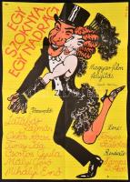 1983 Benkő Sándor (1922-2007): Egy szoknya, egy nadrág magyar film felújítása, MOKÉP plakát, hajtott, sarkain rajzszeg ütötte sérülésekkel, 81×57 cm
