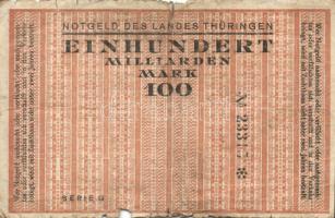 Német Birodalom/Weimari Köztársaság/Thüringen/Landesregierung Weimar 1923. 100000000000M T:IV R!