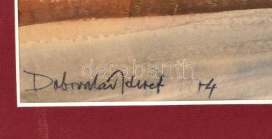 1974 Dobroszláv József (1932-2016): Erdőbelső. Akvarell, papír, jelzett, paszpartuban, a hátoldalán ...