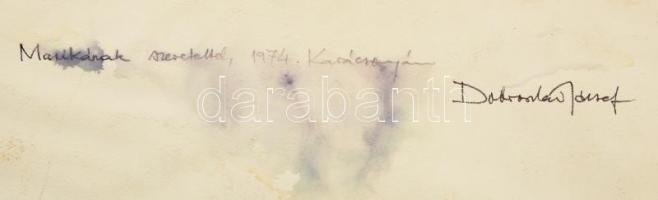 1974 Dobroszláv József (1932-2016): Erdőbelső. Akvarell, papír, jelzett, paszpartuban, a hátoldalán ...