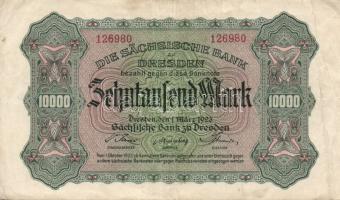 Német Birodalom/Weimari Köztársaság/Szászország/Sachische Bank zu Drezden 1923. 10000M, 50000M T:II/III+