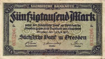 Német Birodalom/Weimari Köztársaság/Szászország/Sachische Bank zu Drezden 1923. 10000M, 50000M, 1000...