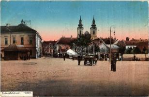 1915 Székesfehérvár, Hal tér, automobil, templom (fl)