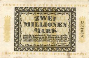 Német Birodalom/Weimari Köztársaság/Poroszország/Rheinprovinz/Landesbank 1923. 2000000M T:II/III+