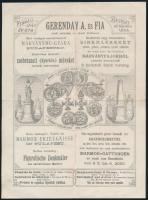 1896 Bp., Gerenday A. és Fia akadémiai szobrász díszes számlája, okmánybélyeggel, hajtogatva, de jó állapotban