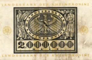 Német Birodalom/Weimari Köztársaság/Poroszország/Rheinprovinz/Landesbank 1923. 2000000M T:II/III+